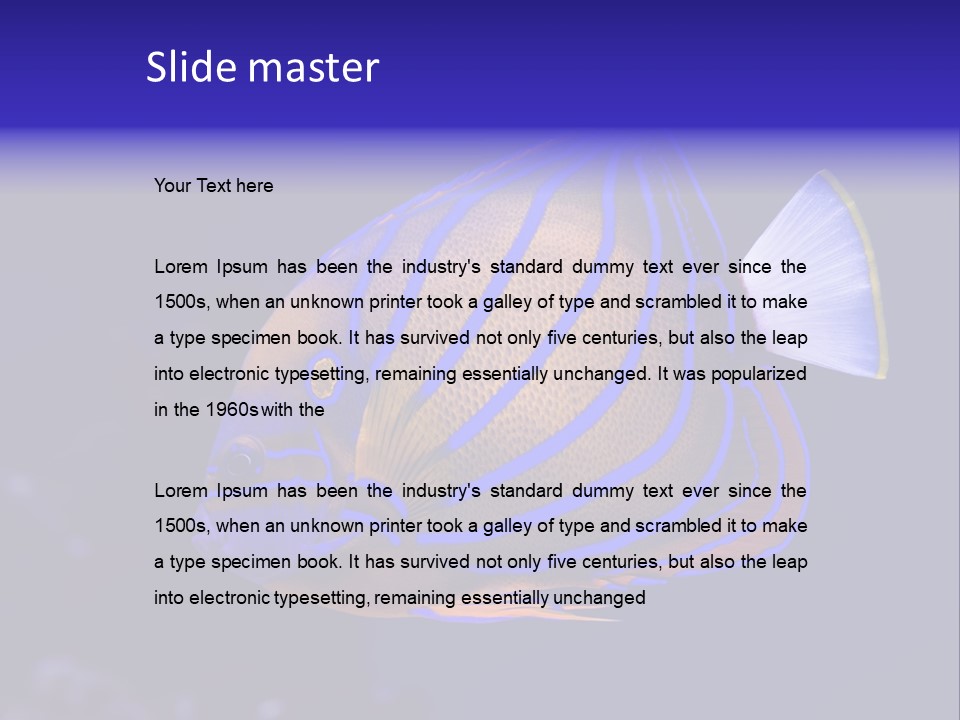 A Blue And Yellow Fish On A Blue Background PowerPoint Template
