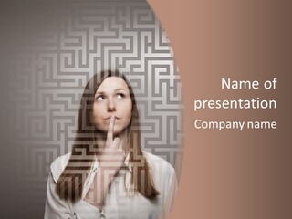 A Woman With A Finger In Her Mouth PowerPoint Template