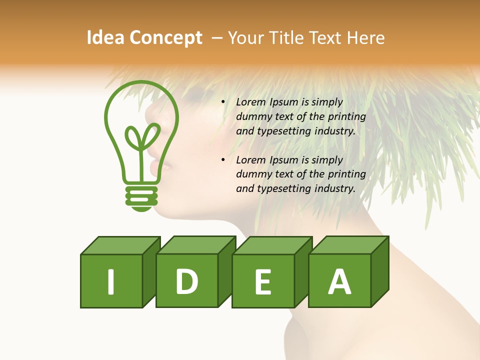 A Woman's Head With Green Grass On It PowerPoint Template