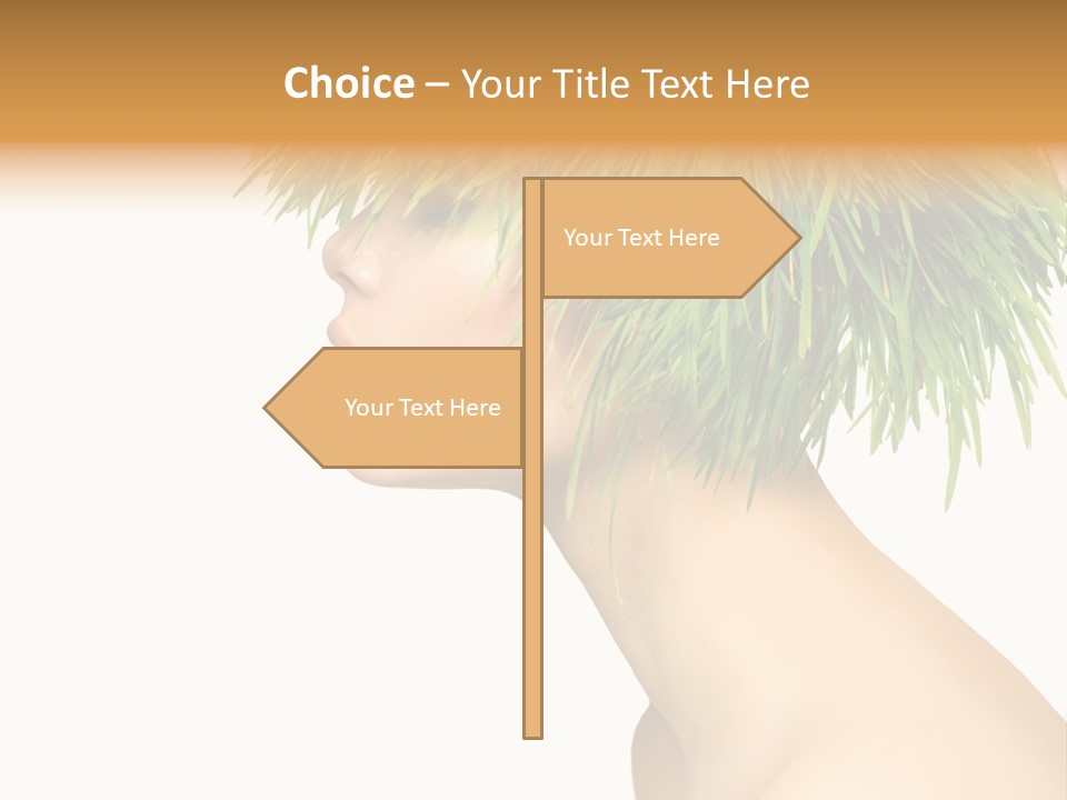 A Woman's Head With Green Grass On It PowerPoint Template