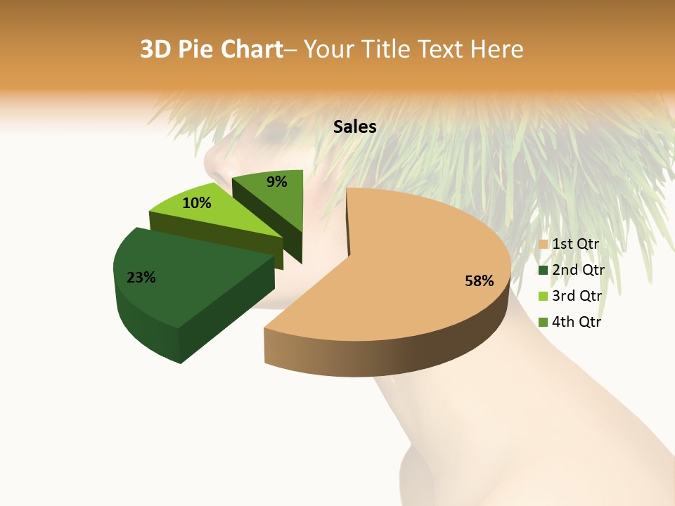 A Woman's Head With Green Grass On It PowerPoint Template