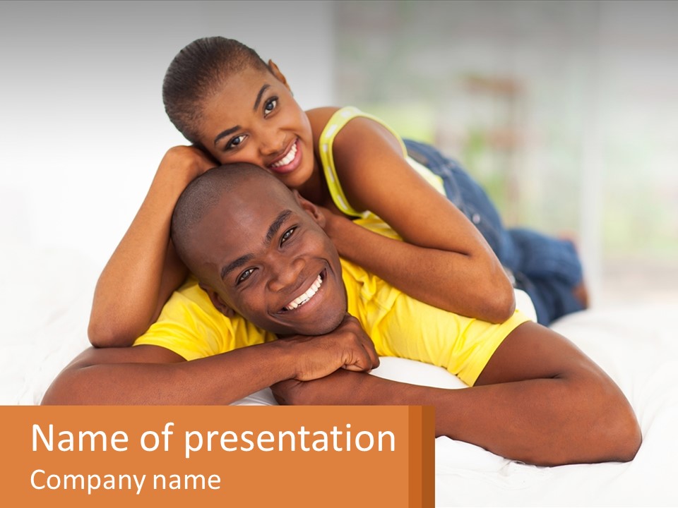A Man And A Woman Laying On A Bed Together PowerPoint Template
