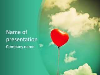 A Red Heart Shaped Balloon Floating In The Air PowerPoint Template