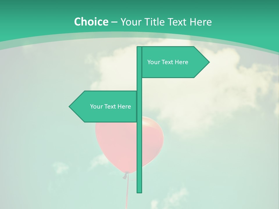 A Red Heart Shaped Balloon Floating In The Air PowerPoint Template