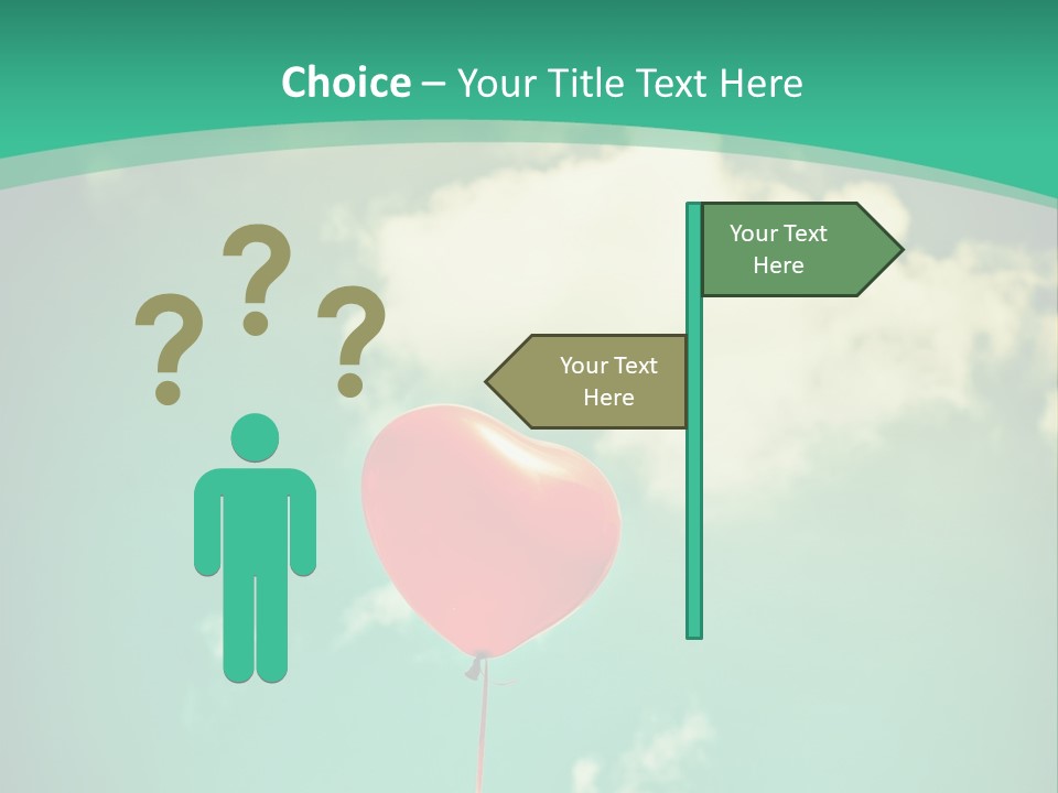 A Red Heart Shaped Balloon Floating In The Air PowerPoint Template
