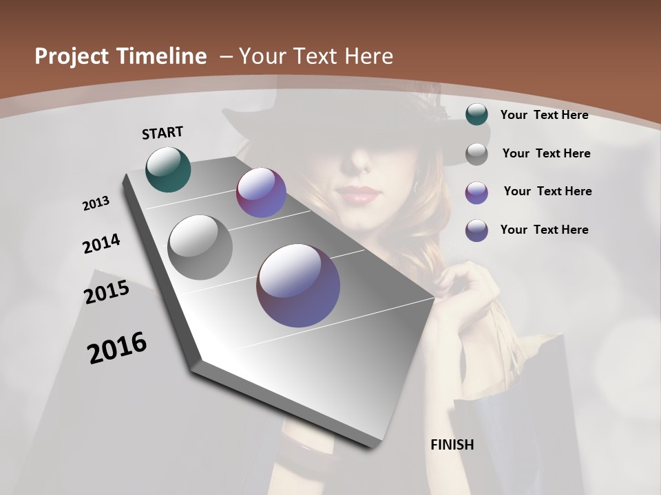 A Woman In A Hat Holding Shopping Bags PowerPoint Template