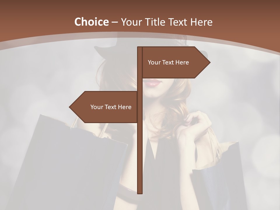 A Woman In A Hat Holding Shopping Bags PowerPoint Template