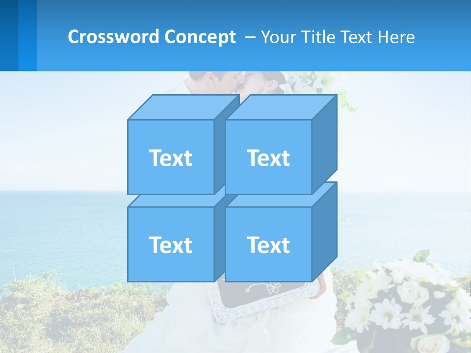A Newly Married Couple Kissing In Front Of The Ocean PowerPoint Template