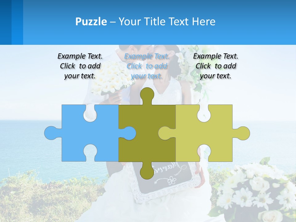 A Newly Married Couple Kissing In Front Of The Ocean PowerPoint Template