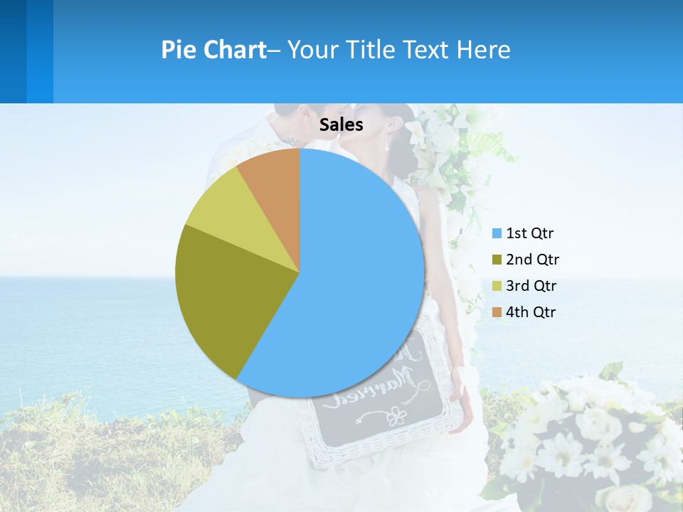 A Newly Married Couple Kissing In Front Of The Ocean PowerPoint Template