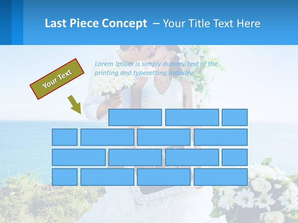 A Newly Married Couple Kissing In Front Of The Ocean PowerPoint Template