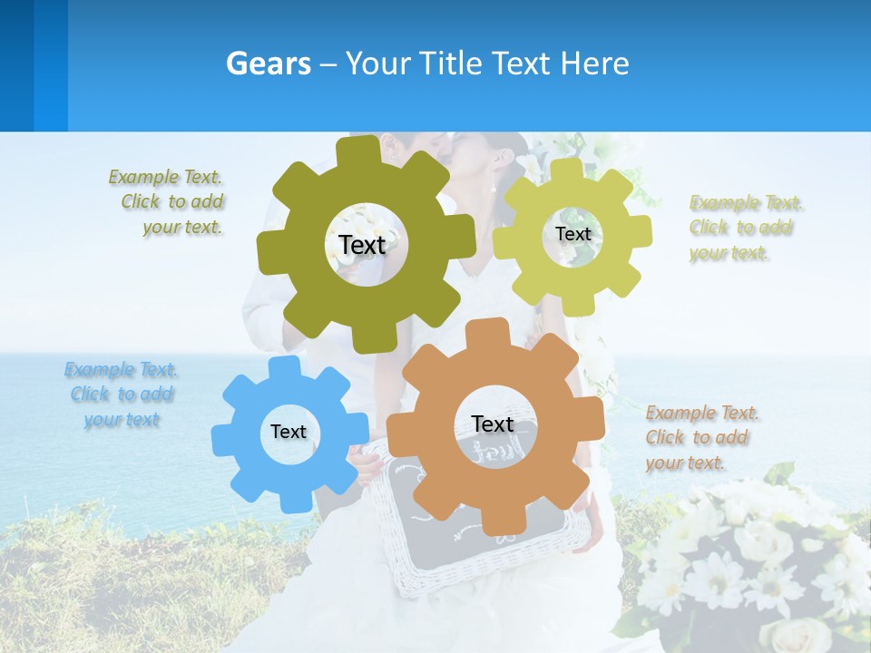 A Newly Married Couple Kissing In Front Of The Ocean PowerPoint Template