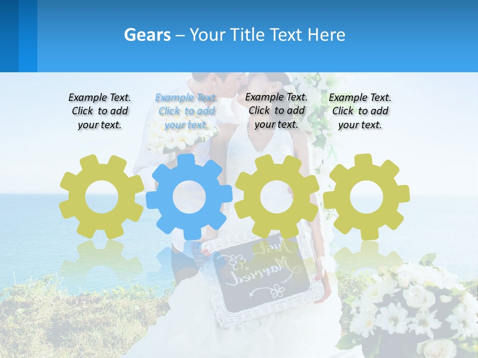 A Newly Married Couple Kissing In Front Of The Ocean PowerPoint Template