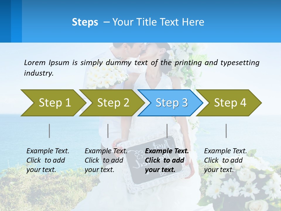 A Newly Married Couple Kissing In Front Of The Ocean PowerPoint Template