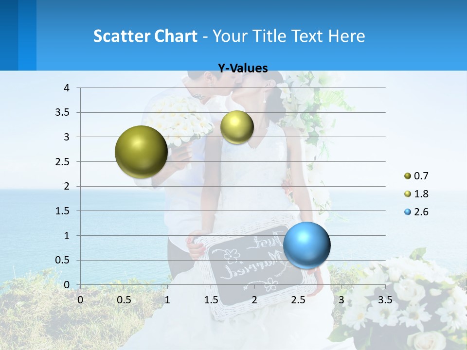 A Newly Married Couple Kissing In Front Of The Ocean PowerPoint Template