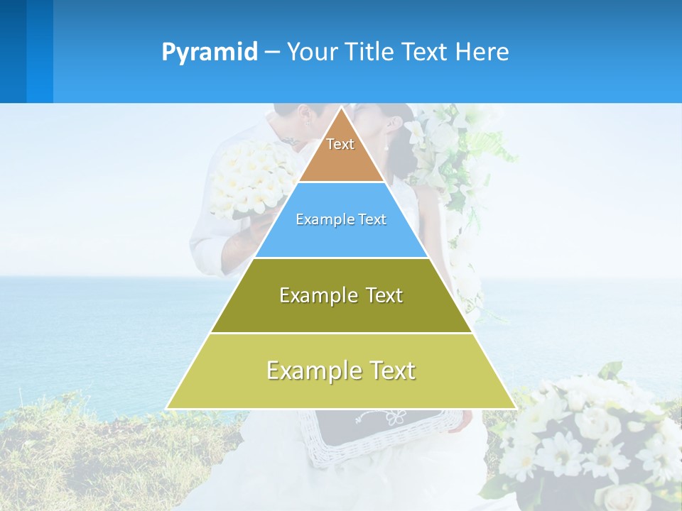 A Newly Married Couple Kissing In Front Of The Ocean PowerPoint Template