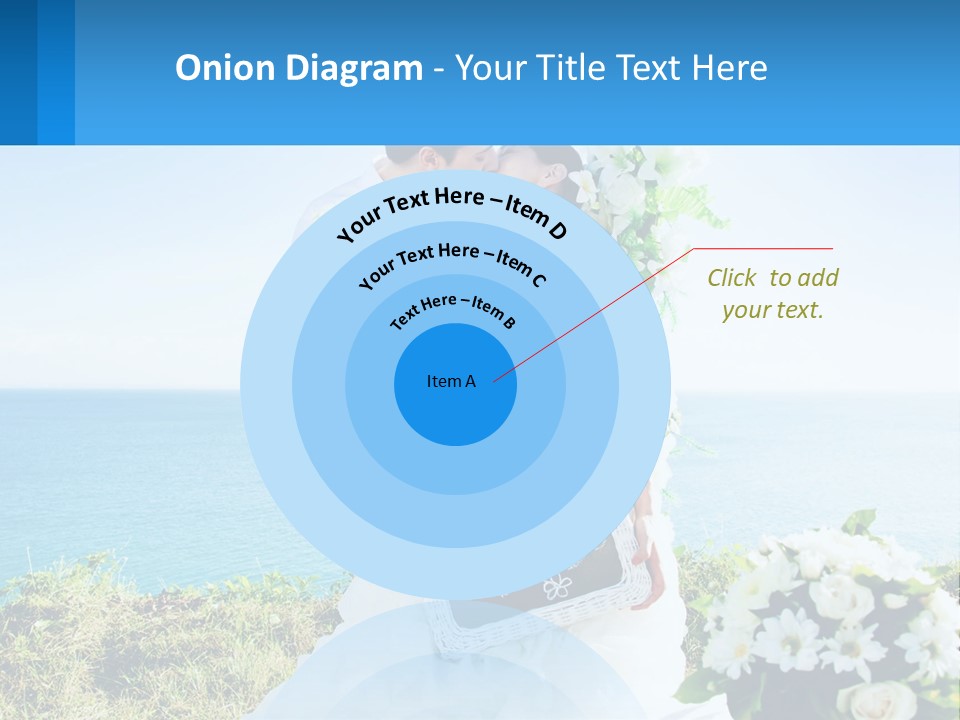 A Newly Married Couple Kissing In Front Of The Ocean PowerPoint Template