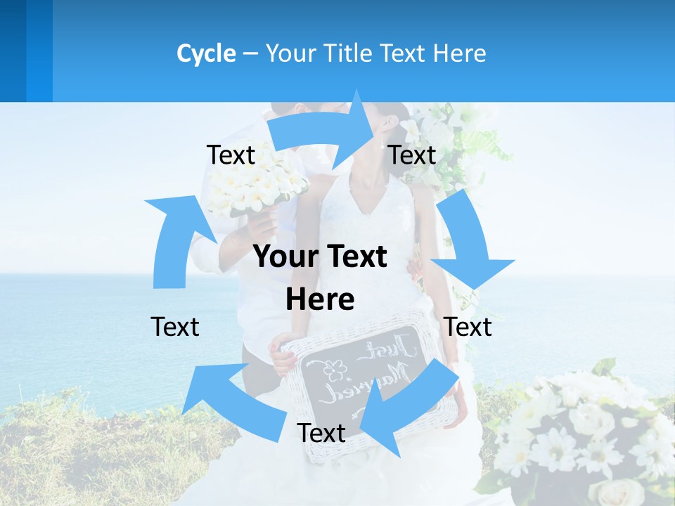 A Newly Married Couple Kissing In Front Of The Ocean PowerPoint Template