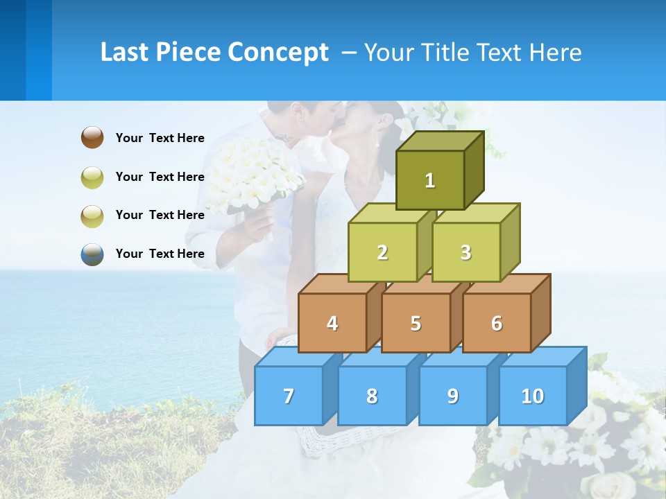 A Newly Married Couple Kissing In Front Of The Ocean PowerPoint Template