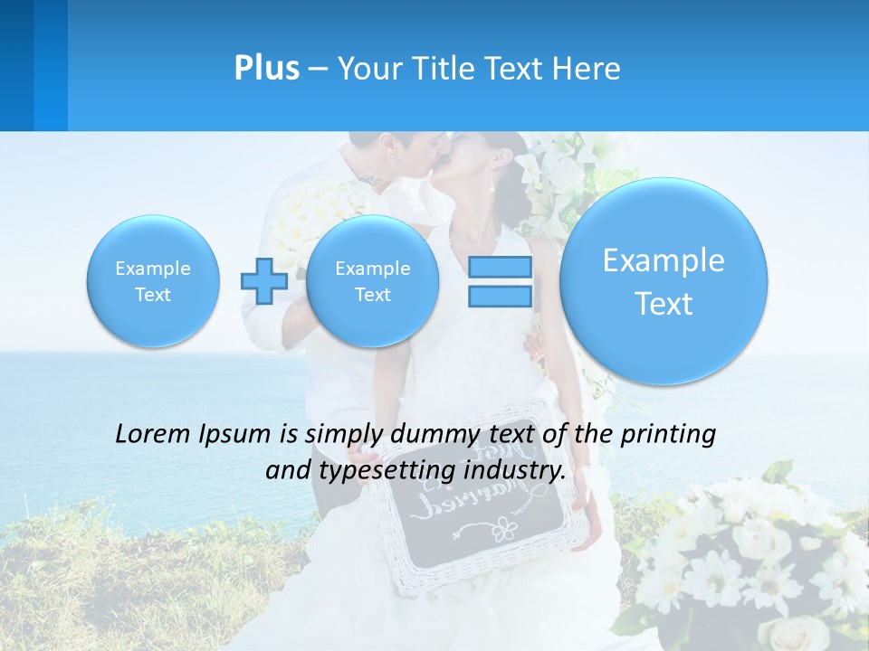 A Newly Married Couple Kissing In Front Of The Ocean PowerPoint Template