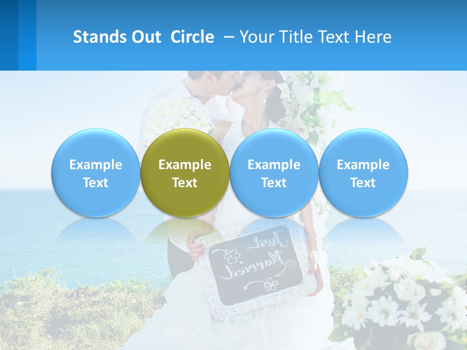 A Newly Married Couple Kissing In Front Of The Ocean PowerPoint Template