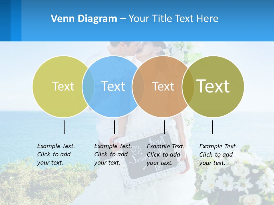 A Newly Married Couple Kissing In Front Of The Ocean PowerPoint Template