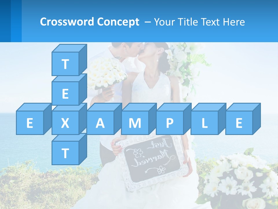 A Newly Married Couple Kissing In Front Of The Ocean PowerPoint Template