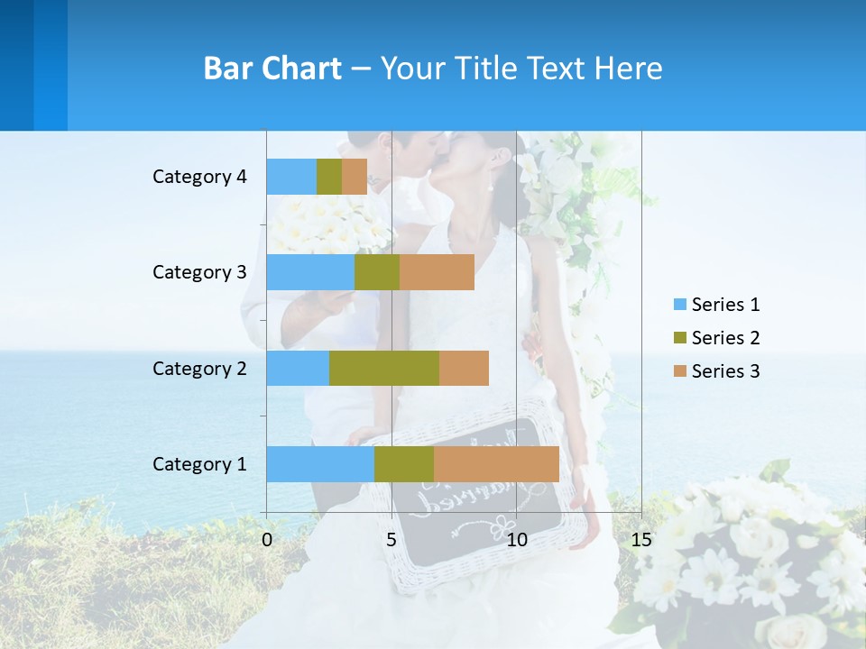 A Newly Married Couple Kissing In Front Of The Ocean PowerPoint Template