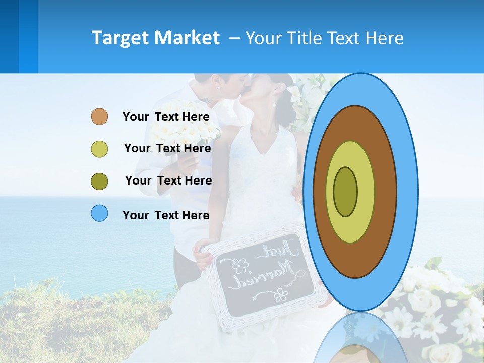 A Newly Married Couple Kissing In Front Of The Ocean PowerPoint Template