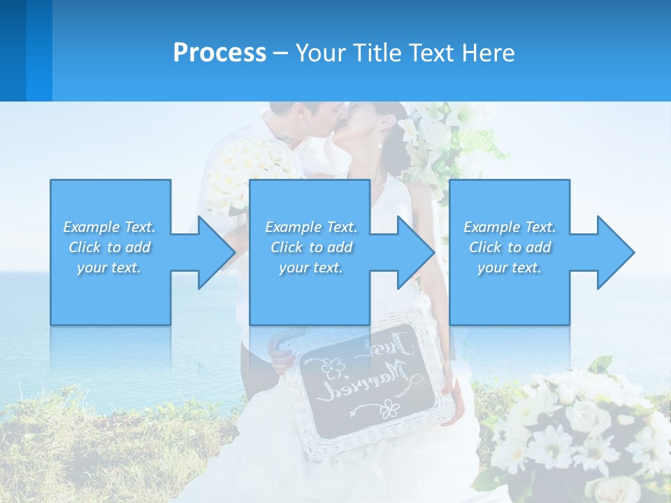 A Newly Married Couple Kissing In Front Of The Ocean PowerPoint Template