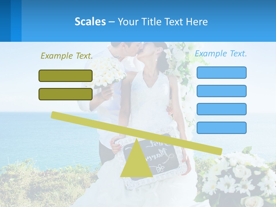 A Newly Married Couple Kissing In Front Of The Ocean PowerPoint Template