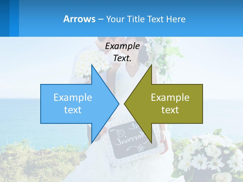 A Newly Married Couple Kissing In Front Of The Ocean PowerPoint Template