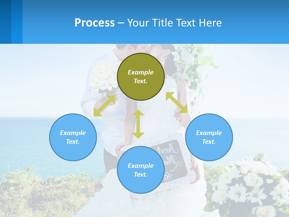 A Newly Married Couple Kissing In Front Of The Ocean PowerPoint Template