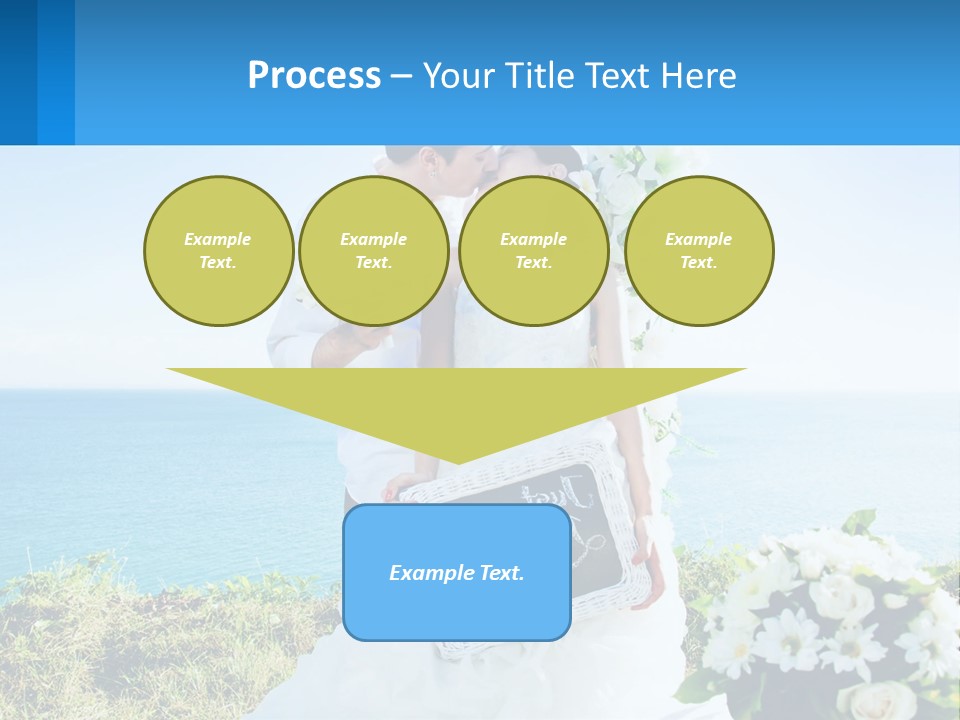 A Newly Married Couple Kissing In Front Of The Ocean PowerPoint Template