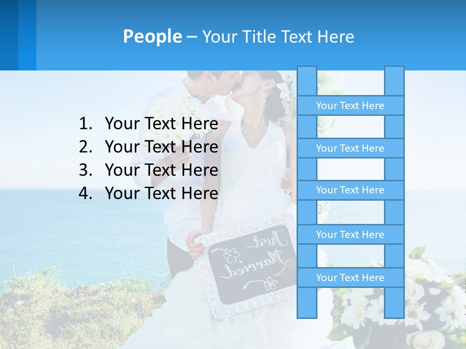 A Newly Married Couple Kissing In Front Of The Ocean PowerPoint Template