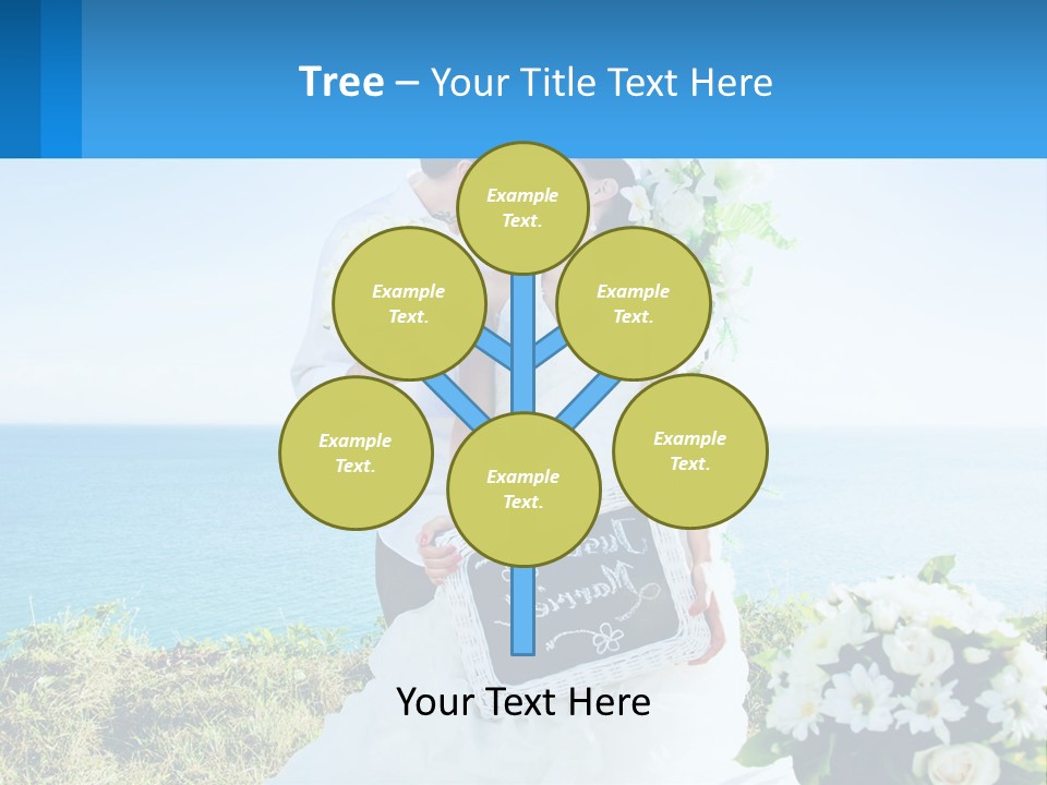 A Newly Married Couple Kissing In Front Of The Ocean PowerPoint Template