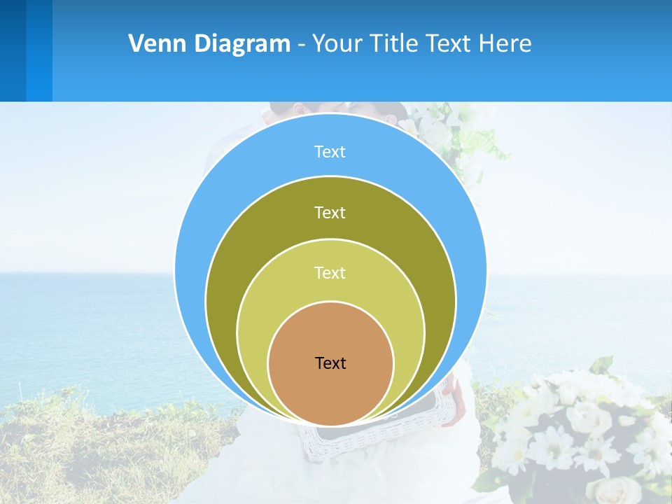A Newly Married Couple Kissing In Front Of The Ocean PowerPoint Template