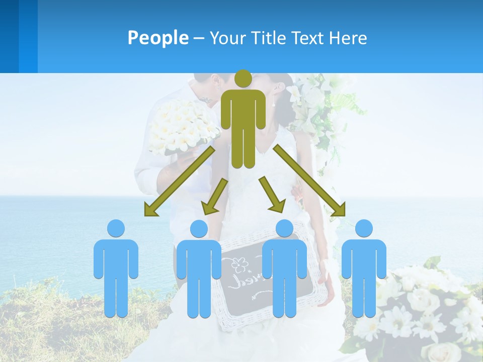 A Newly Married Couple Kissing In Front Of The Ocean PowerPoint Template