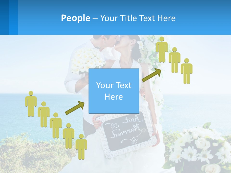 A Newly Married Couple Kissing In Front Of The Ocean PowerPoint Template
