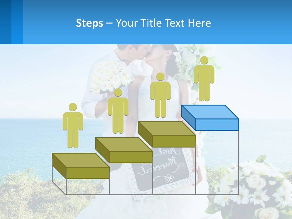 A Newly Married Couple Kissing In Front Of The Ocean PowerPoint Template