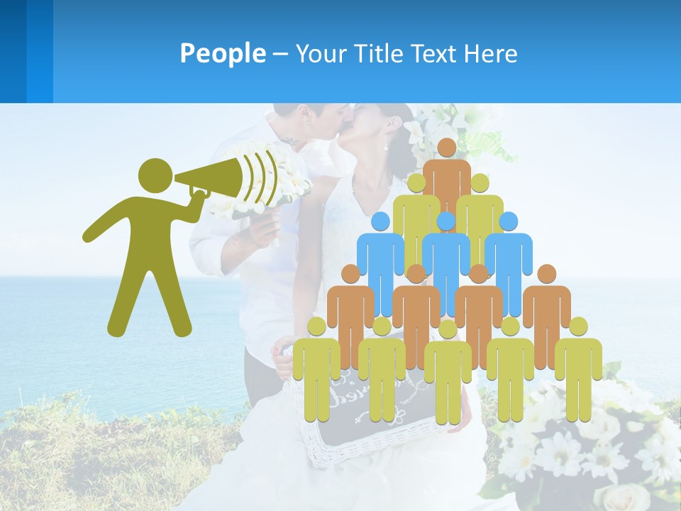 A Newly Married Couple Kissing In Front Of The Ocean PowerPoint Template