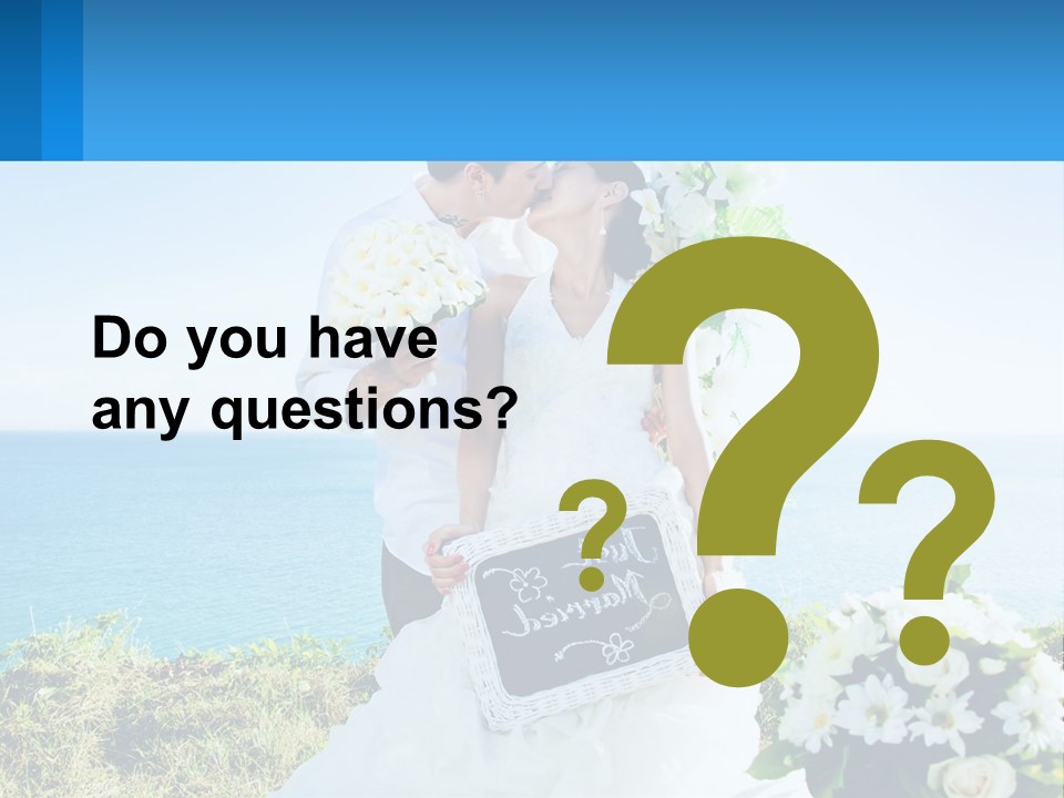 A Newly Married Couple Kissing In Front Of The Ocean PowerPoint Template