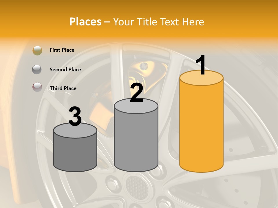 A Yellow Car Wheel With A Yellow Brake Cover PowerPoint Template