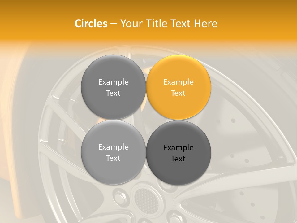 A Yellow Car Wheel With A Yellow Brake Cover PowerPoint Template