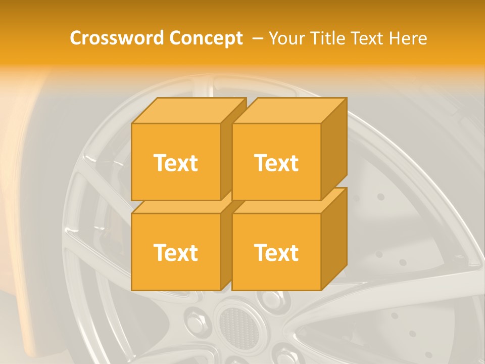 A Yellow Car Wheel With A Yellow Brake Cover PowerPoint Template