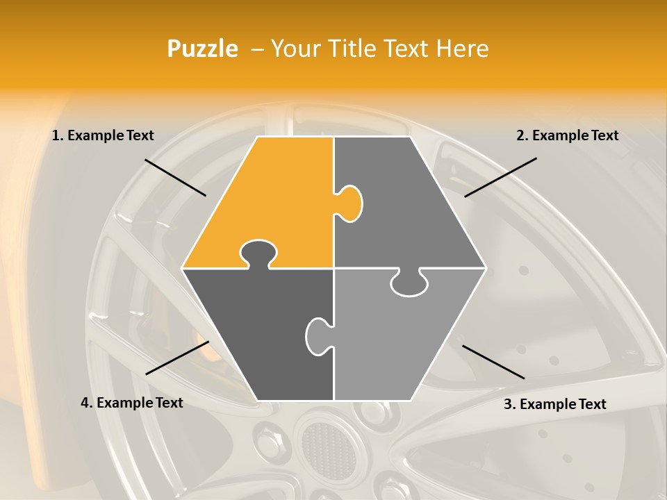 A Yellow Car Wheel With A Yellow Brake Cover PowerPoint Template