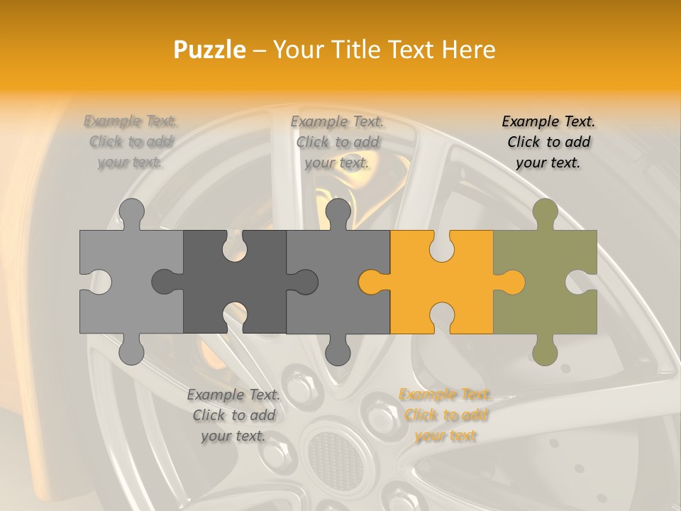 A Yellow Car Wheel With A Yellow Brake Cover PowerPoint Template
