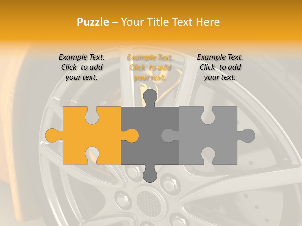 A Yellow Car Wheel With A Yellow Brake Cover PowerPoint Template