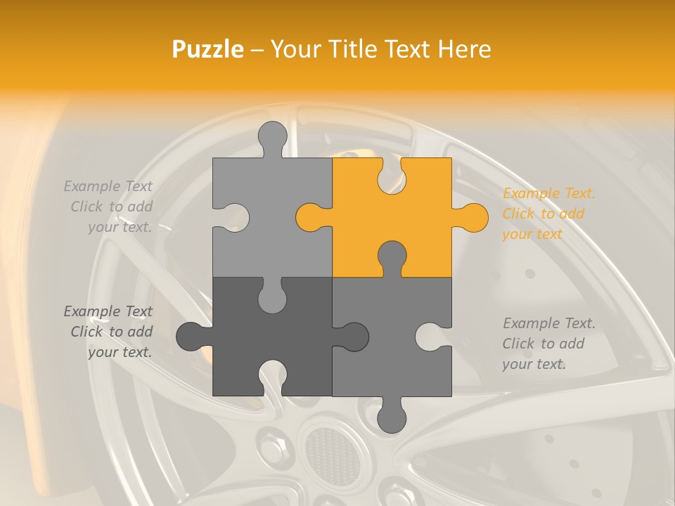 A Yellow Car Wheel With A Yellow Brake Cover PowerPoint Template