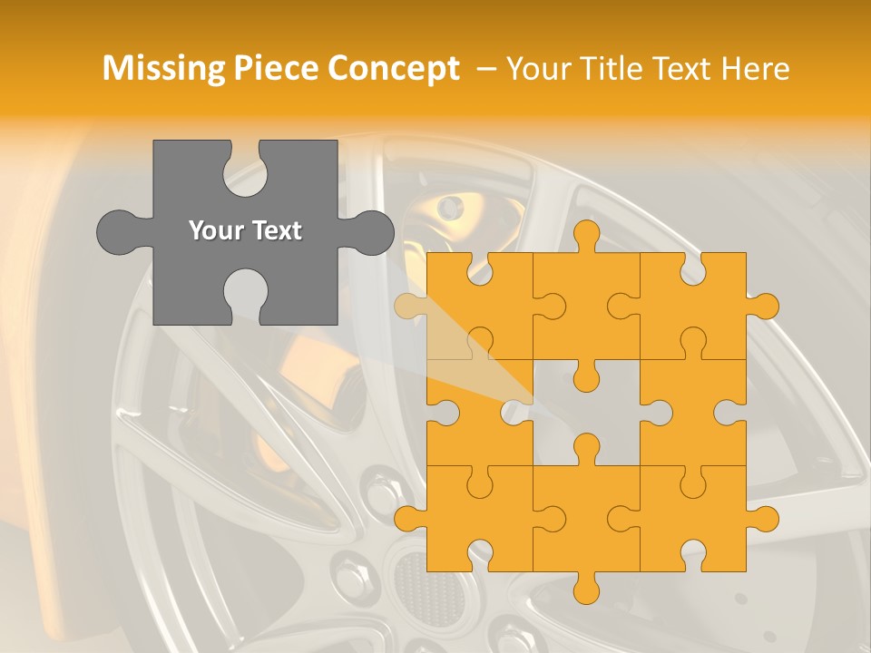 A Yellow Car Wheel With A Yellow Brake Cover PowerPoint Template